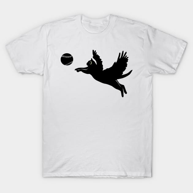 Flying Cat Funny Baseball Cat T-Shirt by Pastel Potato Shop